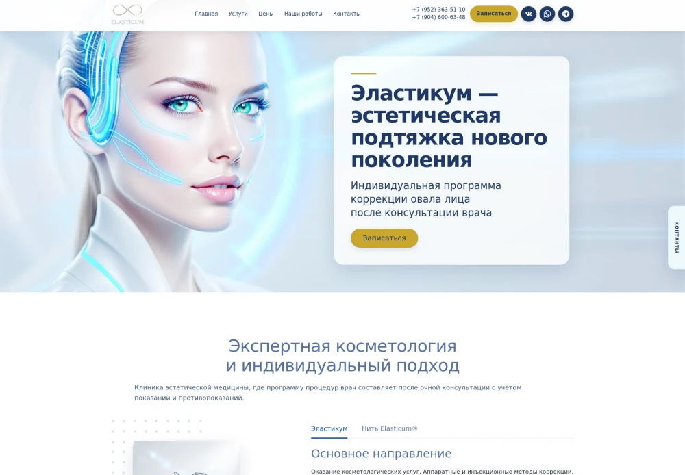 Снимок главной страницы Эластикум